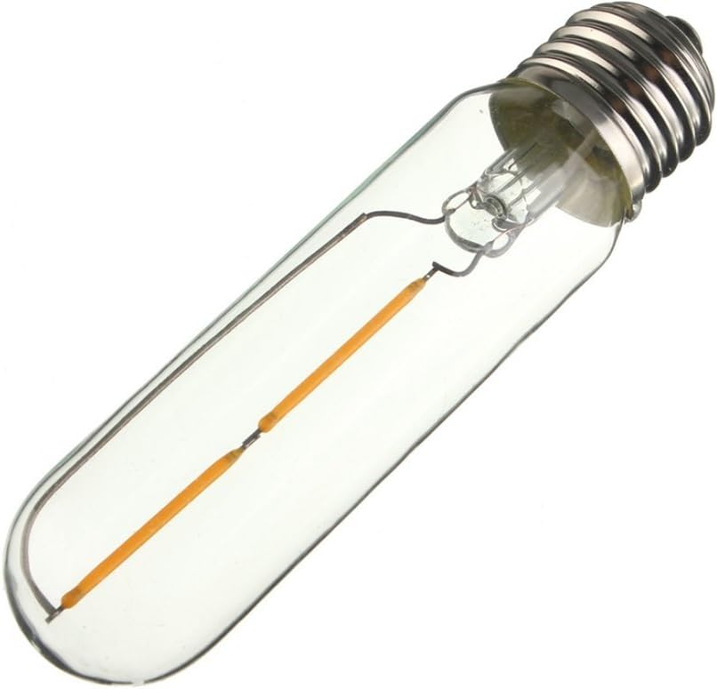 Vintage Edison LED Bulb 4 Pack,T10/T30 LED Bulbs 2W Antique COB Tubular Filament LED Bulb Tubular Edison Style LED Filament Bulb T10,Dimmable,E27 Medium Base,Warm White 2300K,Amber Glass Cover