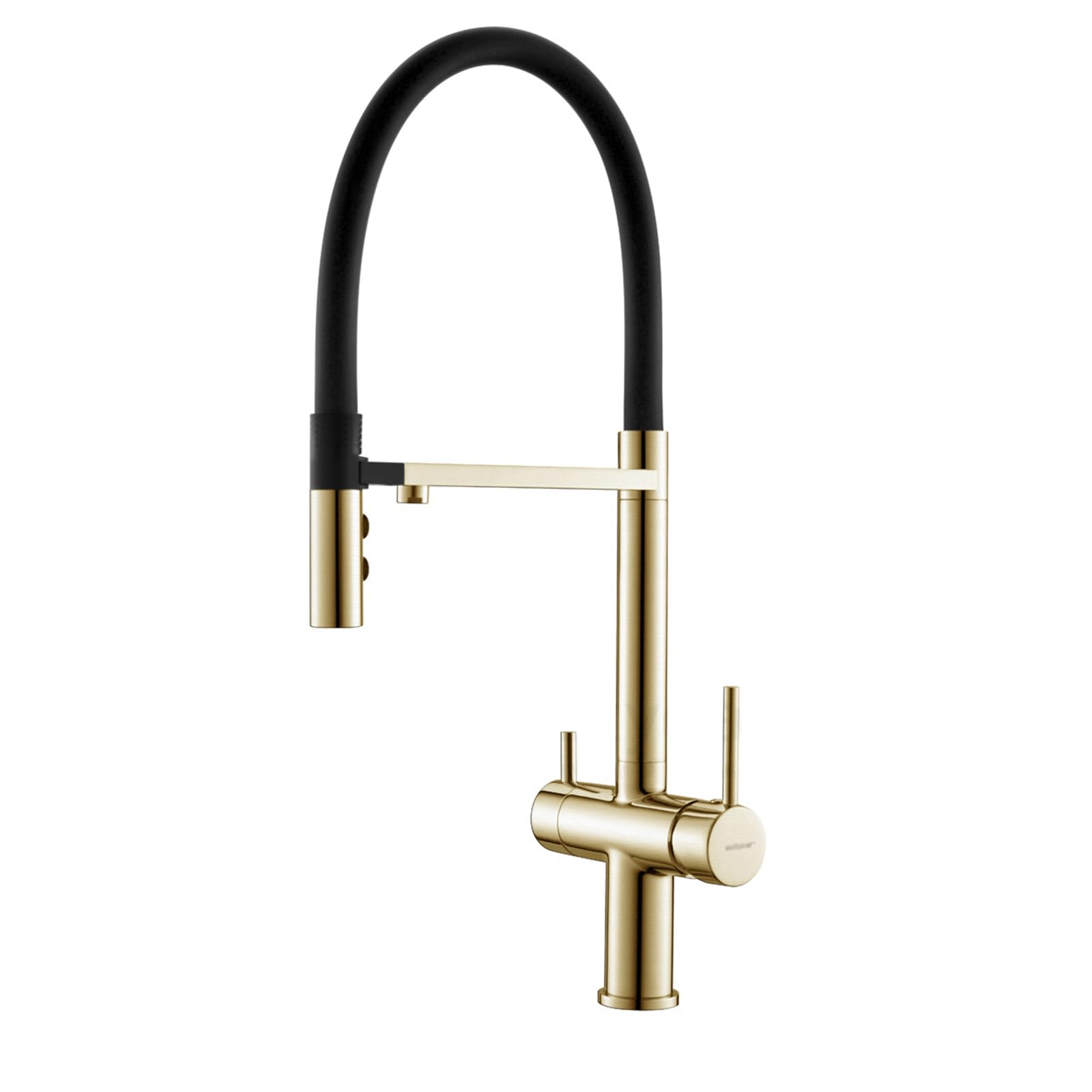 FCXWEVR 3-Way Kitchen Faucet with Brushed Gold Finish Drinking Water Filter Dual Handle Mixer Tap Sink Mixer for Home Stylish & Functional Kitchen Upgrade