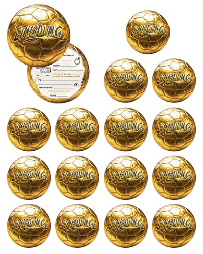 JUKOTA 15 cartões de convite de aniversário infantil, diâmetro de 13,5 cm, originais para os amantes de futebol, convites de aniversário para meninos e meninas, divertidos convites de