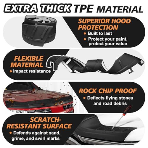 Image of TripleAliners Hood Bug Deflector Protector for 2014-15 Chevy Silverado 1500 | Hood Protector, Bug Deflector Shield Replacement, Flexible TPE Material, Easy to Install, Upgraded adhesion