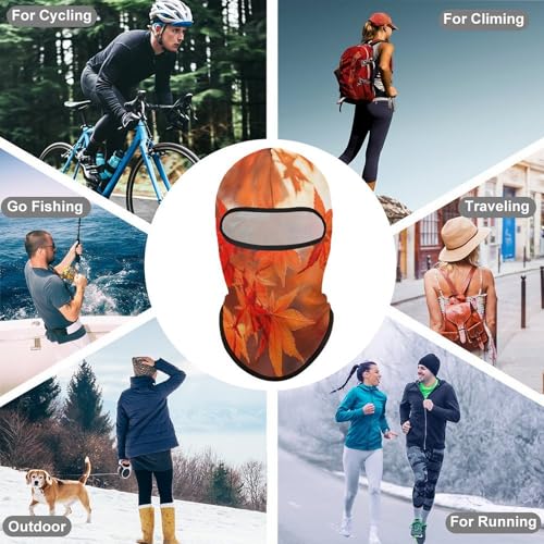 Balaclava con Estampado de Hojas de Arce al Sol para Hombres y Mujeres, Protección Solar Respirable, Máscara Integral para Senderismo, Ciclismo, Correr, Conducción miniatura 6