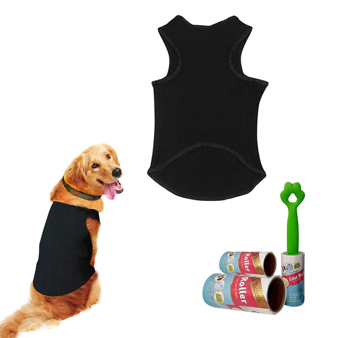 Sage Square Soft Cotton Dog T-Shirt with Lint Roller | Comfortable & Breathable Dog Clothing & Lint Roller Set for Dog Hair Removal from Clothes (XLarge - 24Inch, Black) (B0B5GSD54C) Amazon Price History, Amazon Price Tracker