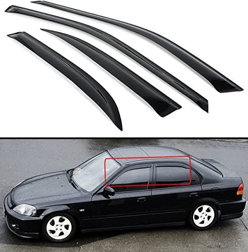 VioGi 4pcs Front Rear Smoke Sun/Rain Guard Vent Shade Window Visors for 96-00 Honda Civic 4-Door Sedan