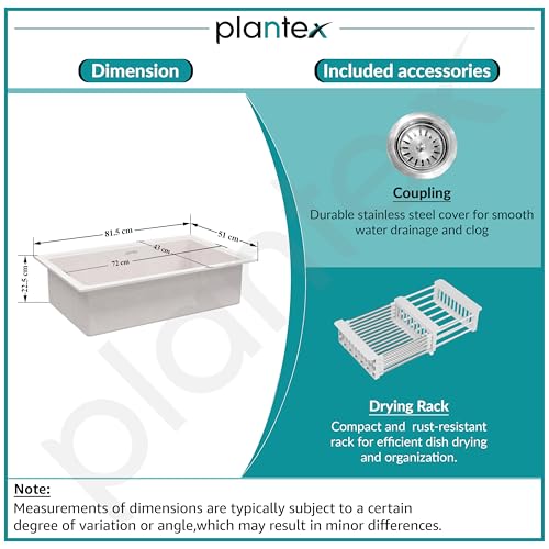 Image of Plantex Undermount Sink For Kitchen /Quartz Acrylic Kitchen Sink With 10 Years Warranty /Metalic Single Bowl Kitchen Sinks With Coupling (Rayon-32X20 Inch)