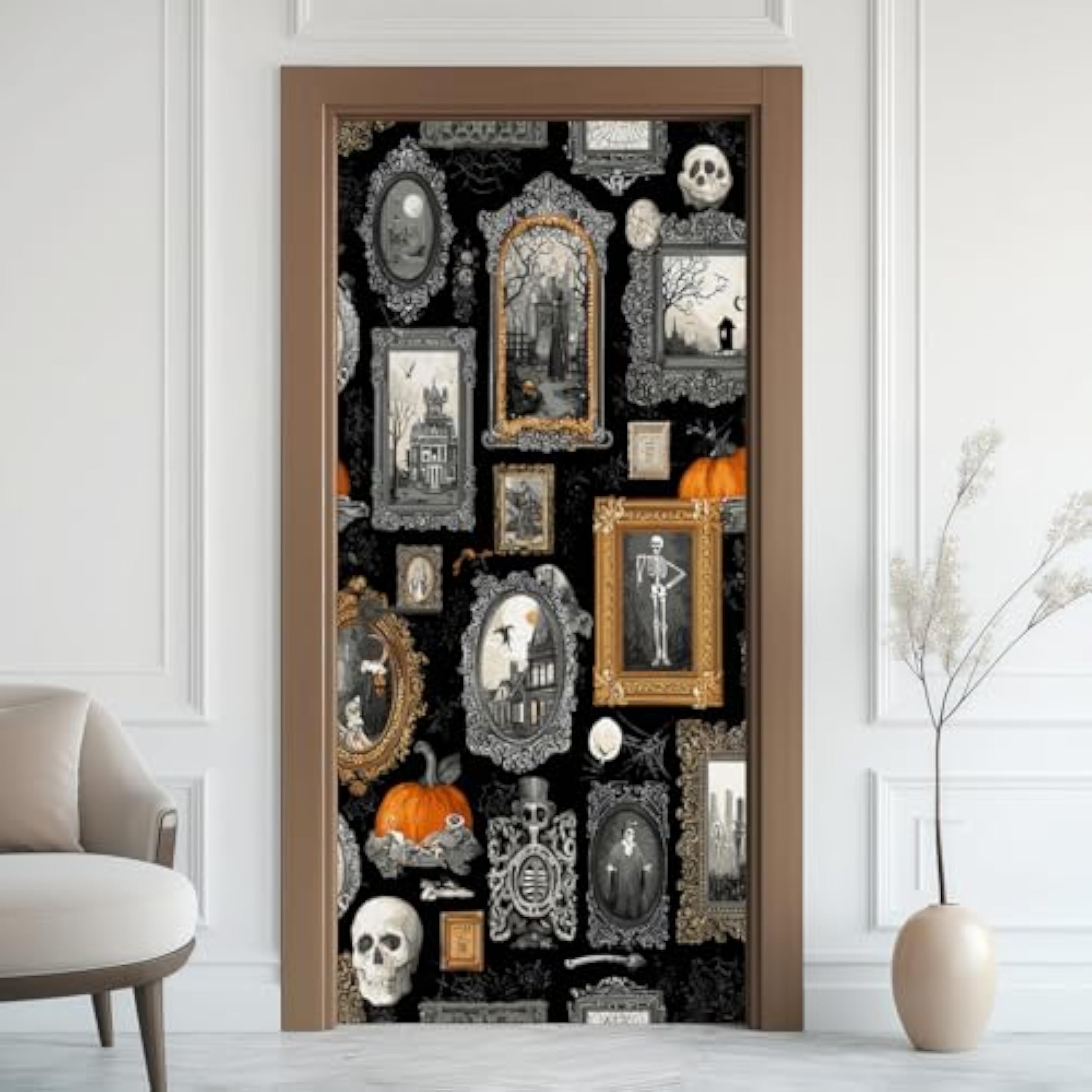 Calcomanías de puerta con foto renacentista para despegar y pegar, calcomanía medieval antigua, papel pintado para puerta, bricolaje, decoración autoadhesiva, calcomanías de fotografía, vinilo