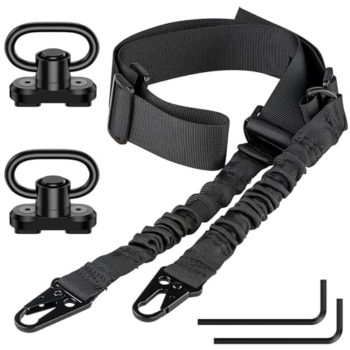 Ordinarioners Rifle Sling Two Point Sling Adjustable Length Gun Sling for Rifle with 2 Pack Sling Swivel for M-Rail - Black