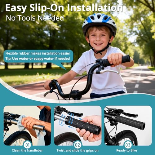 Image of CHUNZEXI 4 PCS Bike Handlebar Grips, Rubber Bicycle Bar Grips Replacement, Non-Slip Handle Grips for Kids Bikes, Scooters, BMX, Mountain & Cruiser Bikes