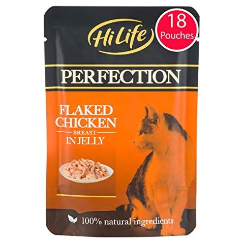 HiLife PERFECTION - Wet Cat Food - Flaked Chicken Breast in Jelly, Natural Ingredients Grain Free, 18 Pouches x 70g Cover