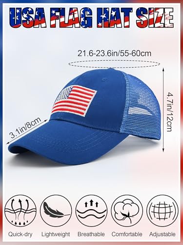 Image of 4Pcs USA Hats for Men Patriotic Hat Embroidered American Flag Baseball Cap | Classic USA Hat & USA Cap Set | 100% Cotton | American Flag Hats for Men Women | Adjustable Baseball Cap for Daily Wear
