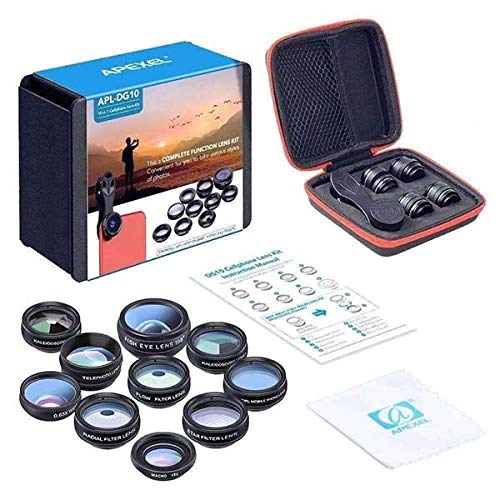 Kit de lentes p/Smartphone APEXEL 10in1