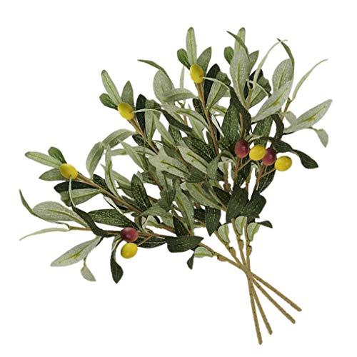 Hotaluyt 4pcs Planta Falsa Artificial de la Rama de Olivo Verde Simulación del Ministerio del Interior Tabla Adorno de plástico Cover