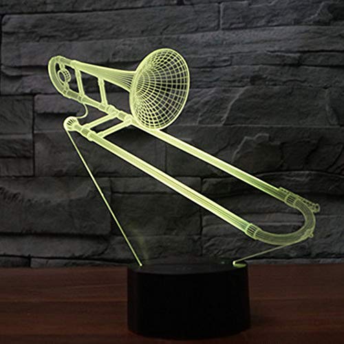 Ztop 3D Illusion Night Light Trombone 7 Color Change Touch Switch Usb Powered Led Decoration Desk Lamp For Holiday Birthday Cool Present #TOP7