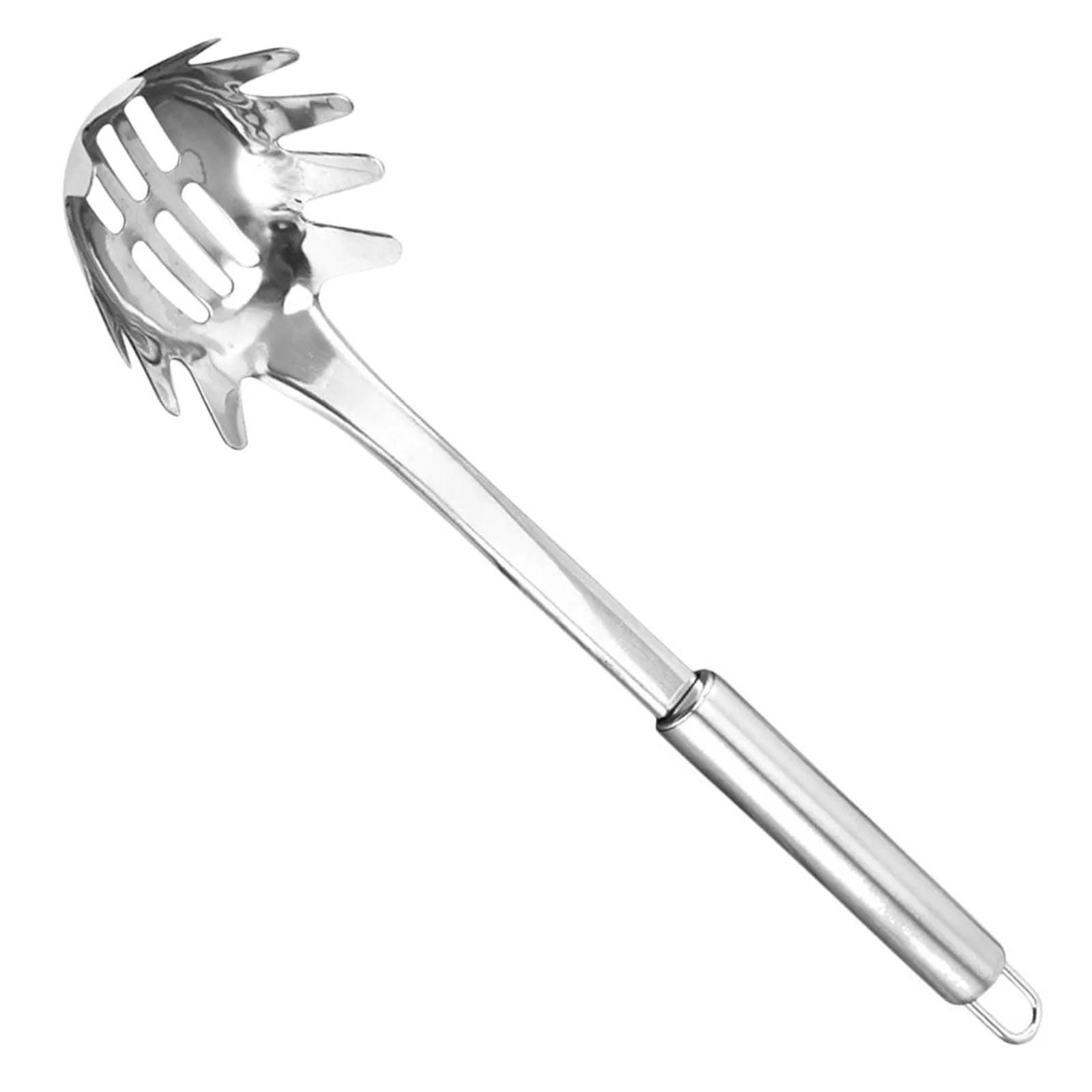 Cuchara para pasta con dientes de agarre y colador integrado para escurrir fideos de forma limpia
