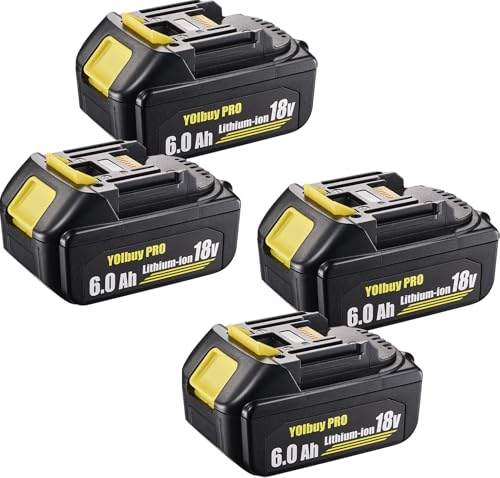 YOIbuy PRO 18V リチウムイオンバッテリー 6.0Ah実容量 MKT 18V互換 全保護基板 最大放電電流60A 国内正規品 BL1860B (4点セット品)