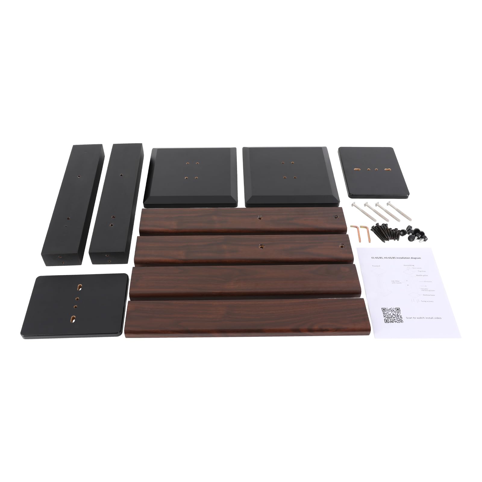 Soporte para altavoces de 65 a 85 cm, altura regulable, juego de 2 unidades, soporte para altavoces satélite, capacidad de carga de 30 kg (color nogal)
