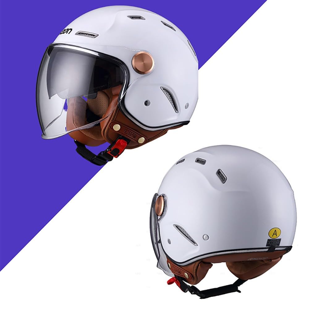 Casco Demi-Jet con Doppia Visiera, Casco Scooter Estivo Omologato ECE 22.05 con 10 Fori di Aerazione - Casco con Visiera Antigraffio e Sgancio Micrometrico