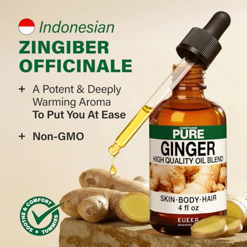Image of 100% Pure Ginger Oil - 4 Fl Oz Ginger Essential Oil for Hair, Skin, Diffuser, Aromatherapy & DIY Soap Making Scent