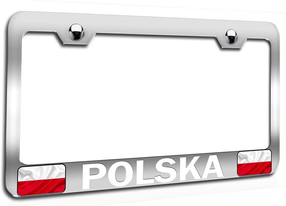 Makoroni - Polska Polish Ch Steel Auto SUV License Plate Frame, License Tag Holder