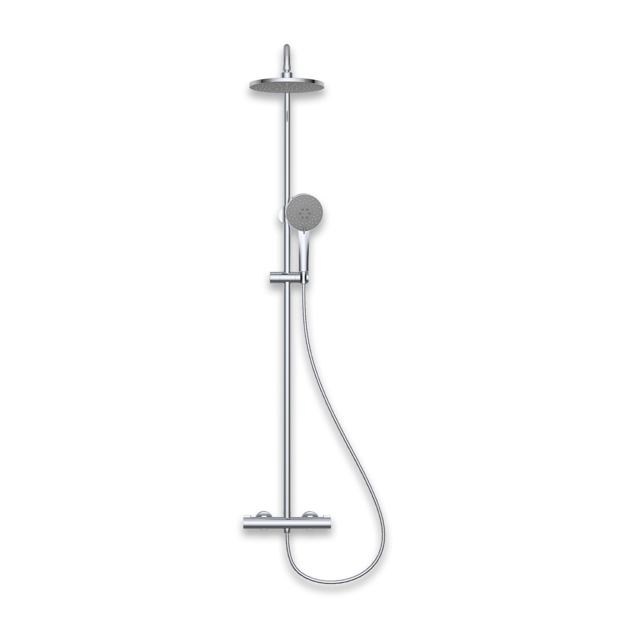 Complete Shower Set with Mixer, Rainfall Shower Head, Handheld Shower Head with Hose, Adjustable Shower Rail, Square Rain Shower Head & Riser Rail Kit for Bathroom (Nimbus)