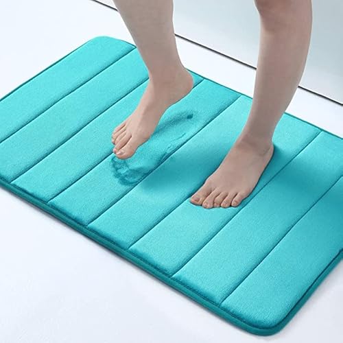 Smiry Tapis de bain en mousse à mémoire de forme antidérapant et absorbant pour salle de bain 50 x 80 cm Vert paon Cover