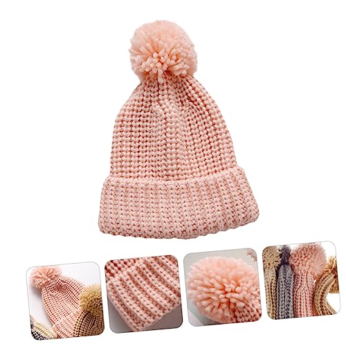 Beaupretty Baby Knitted Hat for Boys and Girls Thick Warm Woolen Beanie for Infants Cute Candy Color Winter Knit Cap Pink3