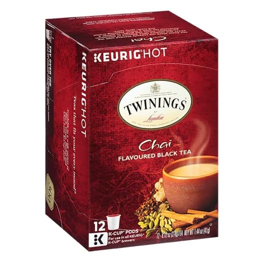 Twinings of London Chai Tea K Cup Pods for Keurig, Caffeinated Sweet and Savory Spice Black Tea Blend, Cinnamon, Cardamom, Cloves, and Ginger, 12 K Cup Tea Pods