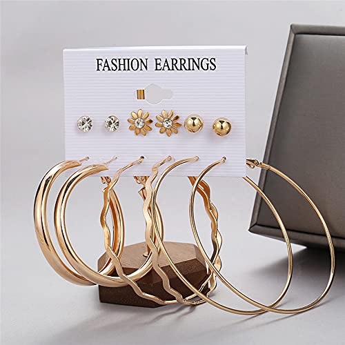 Image of Shining Diva Fashion Stylish Combo Design 6 Pairs Metal Earrings for Women and Girls (F12787er)