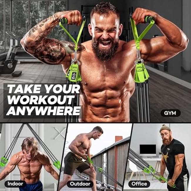 Resistance Bands, Heavy Duty Exercise Bands for Working Out, Workout Bands with Handles, Stretch Band for Men, Fitness Bands for Home Workouts, Muscle Training, Strength, Slim, Yoga