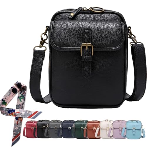 Forcipower Crossbody Leather Bags for Women, Vegan Anti Theft Side Purse Shoulder, Retro Soft Handbags with Built In Wallet