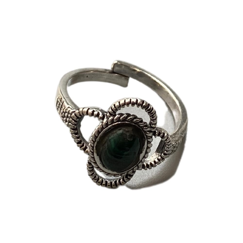 VIE Boho Blossom Crystal Ring, Malachite