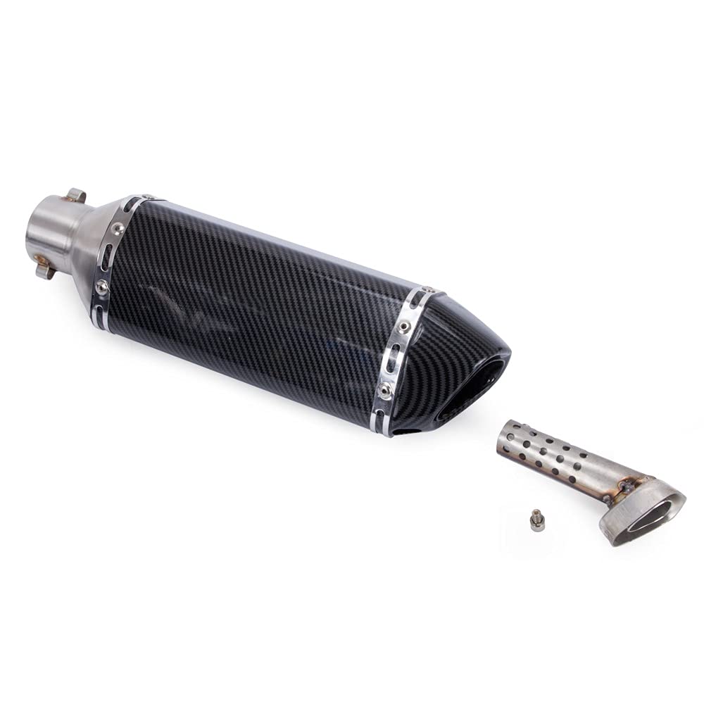 Motocicleta Turbo Escape Down Pipe Silenciador Cola Refit 51mm Hexágono Oblicuo Fibra de Carbono Color Pequeño con Ajuste para Motos Universal