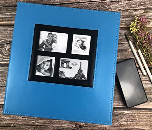 RECUTMS Photos Book Album 4×6 Hold 500 Pockets Leather Cover 3-Ring Binder Family Picture Album for Family Wedding Anniversary Baby Vacation Daughter Gift(Blue)
