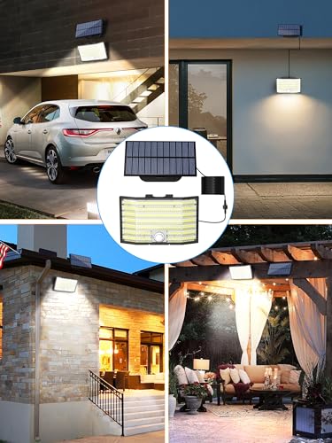 Image of Solar Lights Outdoor, 226LED Solar Security Lights Outdoor Motion Sensor, 3 Modes Split Solar Powered Flood Lights, IP65 Waterproof with Remote & 16.5Ft /5M Cable for Outside Garden Shed Yard 【2 Pack】