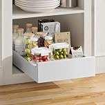 Warmiehomy Pull Out Cabinet Organiser 25cm Width Slide Out Drawer Storage Extendable Sliding Shelves for Kitchen Cupboard, Pantry, Bathroom, White Sliding Drawer No Need Drill, 25x43x8cm