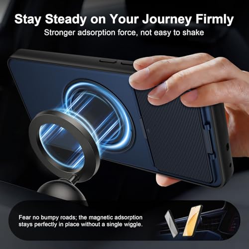 Image of Spazy Case Samsung S26 Ultra Back Cover|Premium Magnetic Ring Stand Case with Camera Protection Slider|360 Rotating Kickstand|Slim & Strong Grip Phone Case for Samsung S26 Ultra-Blue