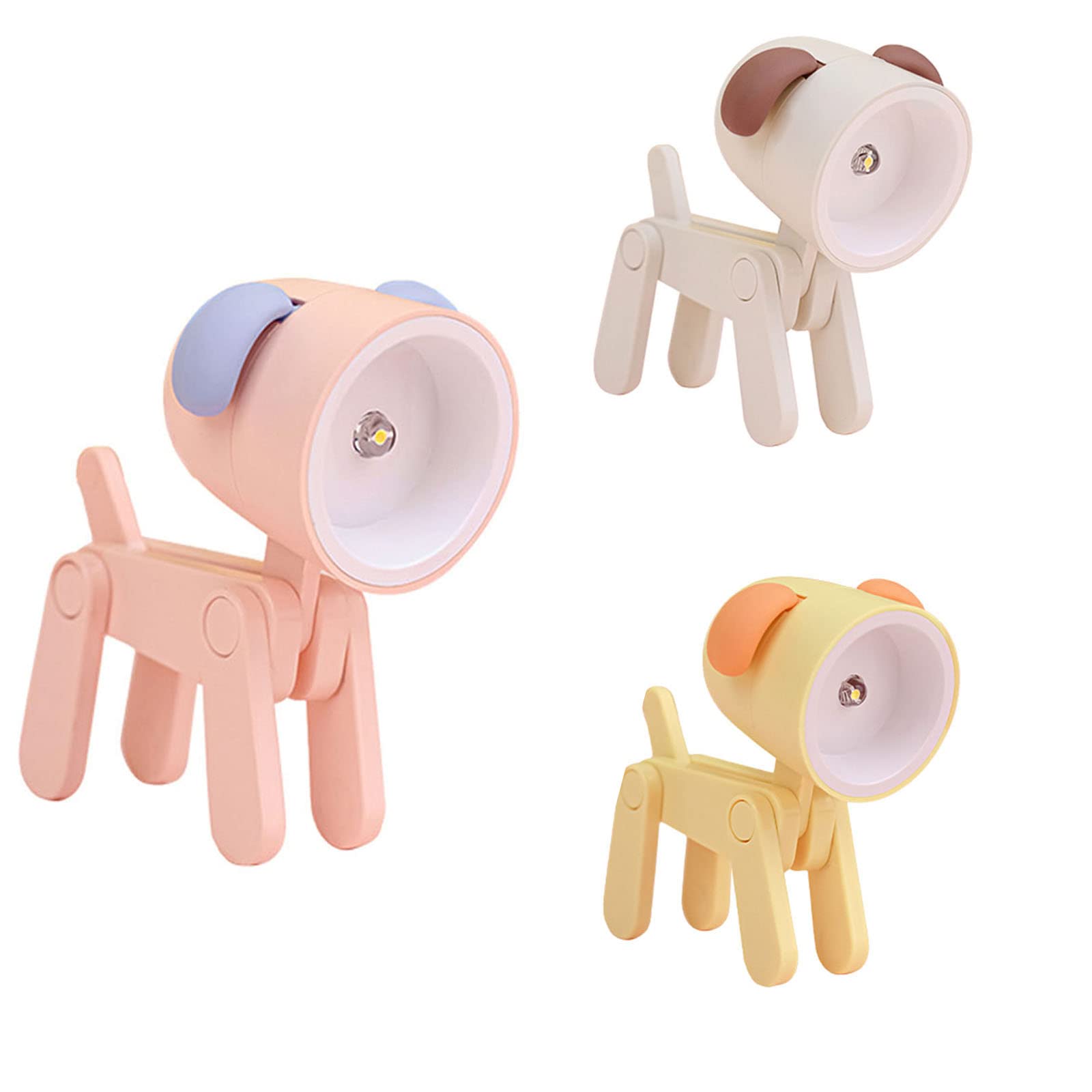 RENXR3Pcs Mini Night Light for Kids, Creative Dog Deer LED Light Portable Cute Animal Lamps for Girl Boy Kids Bedroom Nursery