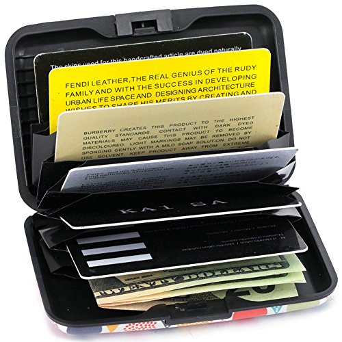 Image of Elfish Mini RFID Aluminum Wallet Credit Cards Holder Business Card Case Metal ID Case for Men Women (Colored beads)
