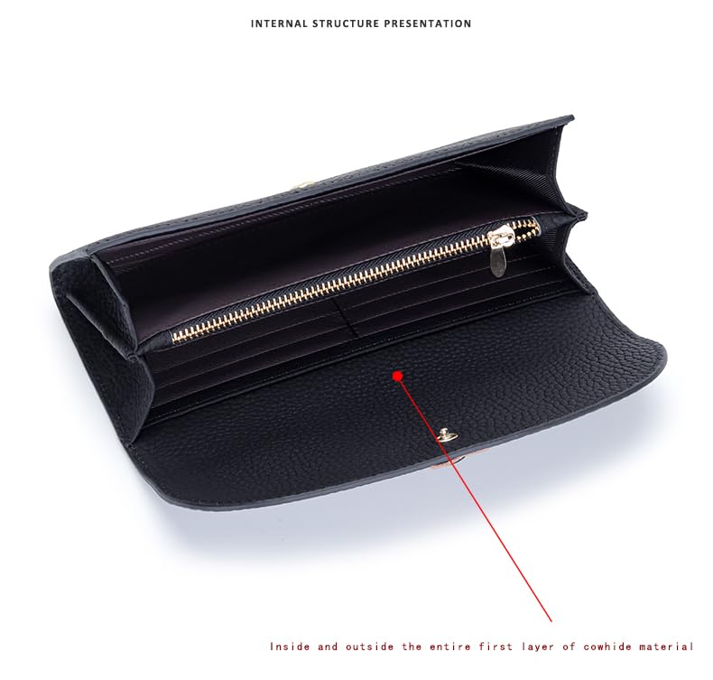 Women's Floral Genuine Leather Long Envelop Wallet Clutch Purse Large Capacity (Yellow)4