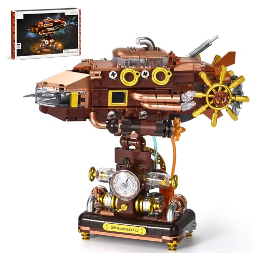 BNG Deep-Sea Submarine Building Set for Adults,Ocean Retro Submarine Building Toy with Lights,Home...