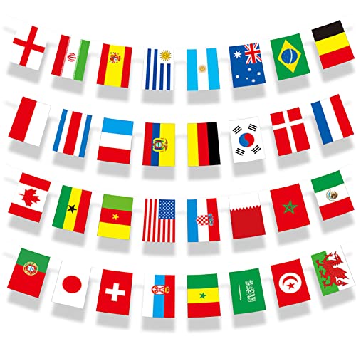 2022 Banderas del Mundo Pancartas, Banderas Rectangulares de 32 Países Diferentes, Banderas Internacionales Decoración para Exteriores, Bares, Clubes Deportivos, Eventos 10M/32.8FT