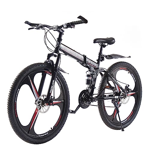 BSTSEL 27.5Inch Adult Folding Mountain Bike,Dual Suspension Mountain Bikes with 27.5 Inches 3-Spoke Wheel, Shimano 21 Speed Mens and Womens Foldable Mountain Bicycle (Black & Red) BSTSEL 27.5Inch Adult Folding Mountain Bike,Dual Suspension Mountain Bikes with 27.5 Inches 3-Spoke Wheel, Shimano 21 Speed Mens and Womens Foldable Mountain Bicycle (Black & Red)