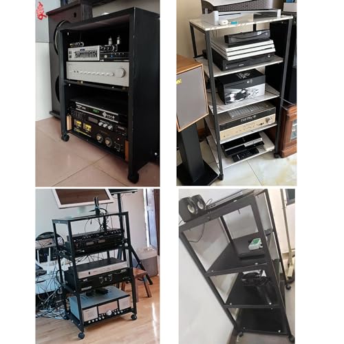 Muebles estéreo HiFi con ruedas y estantes multimedia de 2 a 5 niveles para salón 7