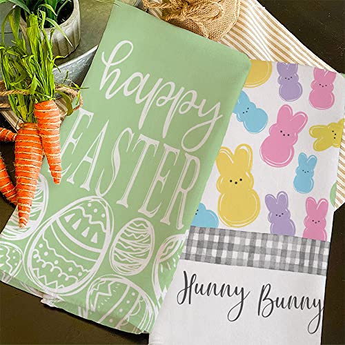 Easter Kitchen Towels For Easter Decor Peppermint Green Rabbit Dish Towels 18X26 Inch Ultra Absorbent Bar Drying Cloth Hunny Bunny Hand Towel For Kitchen Bathroom Party Easter Decorations Set Of 2 #TOP1
