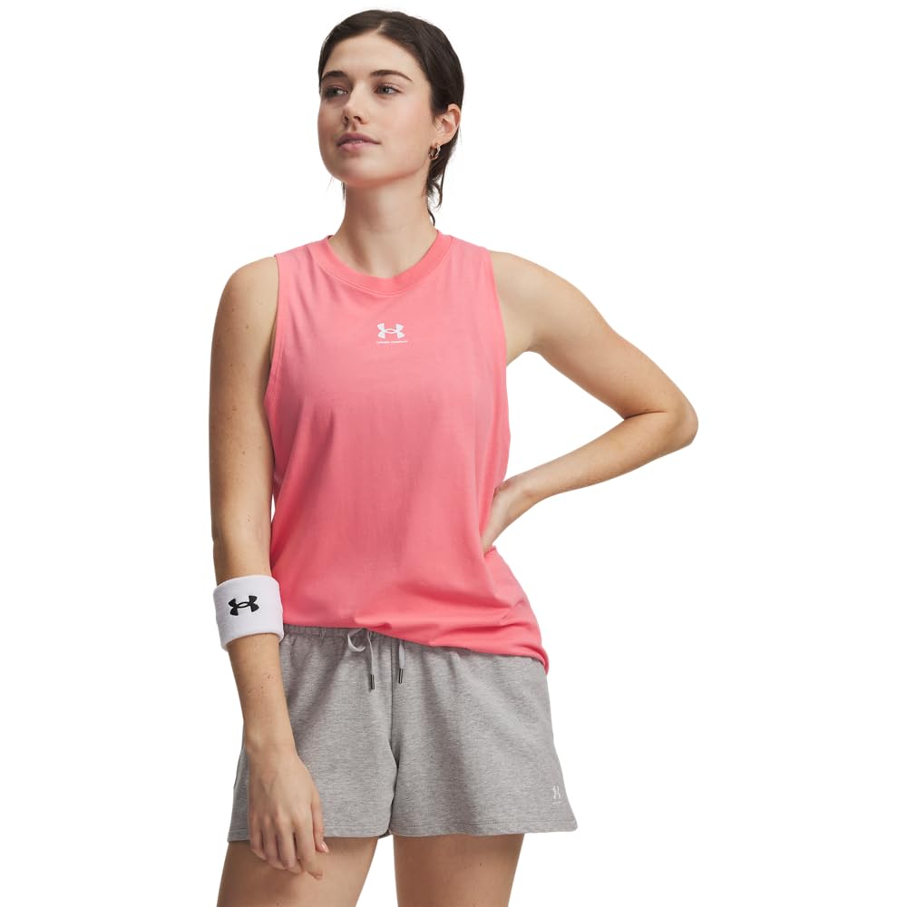 UNDER ARMOUR Womens Rival Muscle Tank, Pink, Size Xs, Women