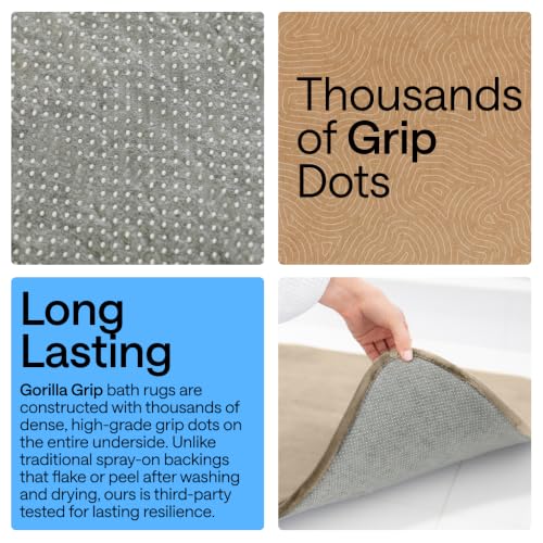 Image of GORILLA GRIP Memory Foam Bath Mat, Soft Absorbent Velvet Bathroom Mats, Durable Dots on Underside, Machine Washable Bathmat, Carpet Rug Room Decor for Shower Tub Floor RV, 36x24 Rugs, Taupe