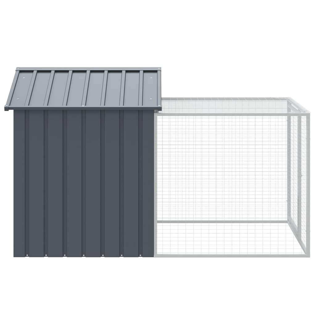 Hühnerkäfig mit Auslauf Anthrazit verzinkter Stahl 117x201x123 cm Robustes Freigehege für Kleintiere Kaninchenstall Meerschweinchenkäfig Gartengehege mit Schutz und Belüftung