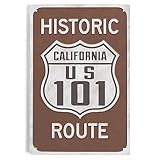 Lantern Press 6x9 Inch Metal Sign, Highway 101, California, Historic Route Sign