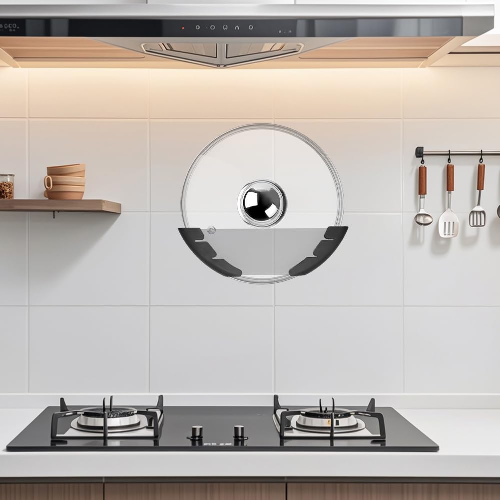 Rangement Mural Couvercle Poêle Lot De 4 Supports Muraux Pour Couvercles De Casseroles WAVATA - 15 à 32 Cm, Autocollants Cuisine