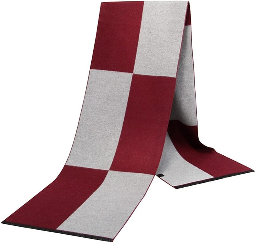 Classic Autumn & Winter Warm Plaid Man Scarf Cashmere Soft Striped Long Scarf(Black)