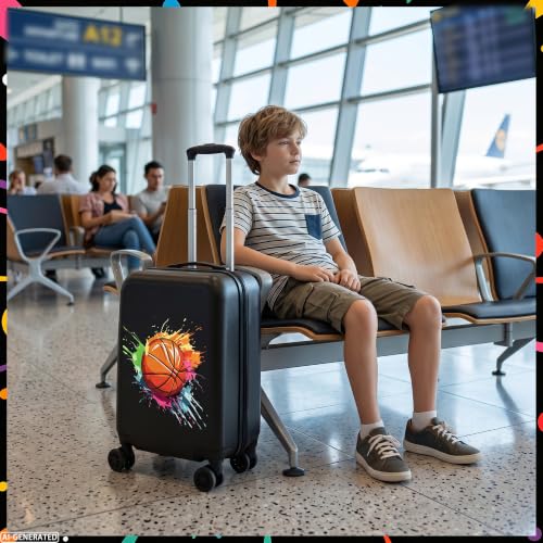 Image of Kids Basketball Carry on Luggage Set 5 Piece Kids Luggage with Spinner Wheels 16 inch Toddler Suitcase for Boys Airline Approved